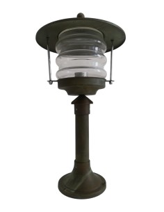 Lampe sur pied Moretti Luce 177.ar, hauteur 51 cm, cuivre antique, laiton, verre transparent, IP43, 60 W, culot E27